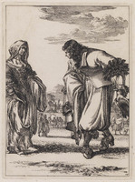 KG 06753
<br/>
Figures à la mode: vrouw en groetende man
<br/>
<em>Hooghe, Romeyn de (1645-1708)</em>